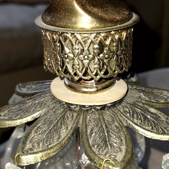 Vintage Hollywood regency style shabby chic crystal chandelier marble glass deco - Picture 13 of 16